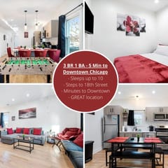 Modern 3 BR Apt 5 Mins to Downtown Sleeps 10